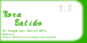 nora baliko business card